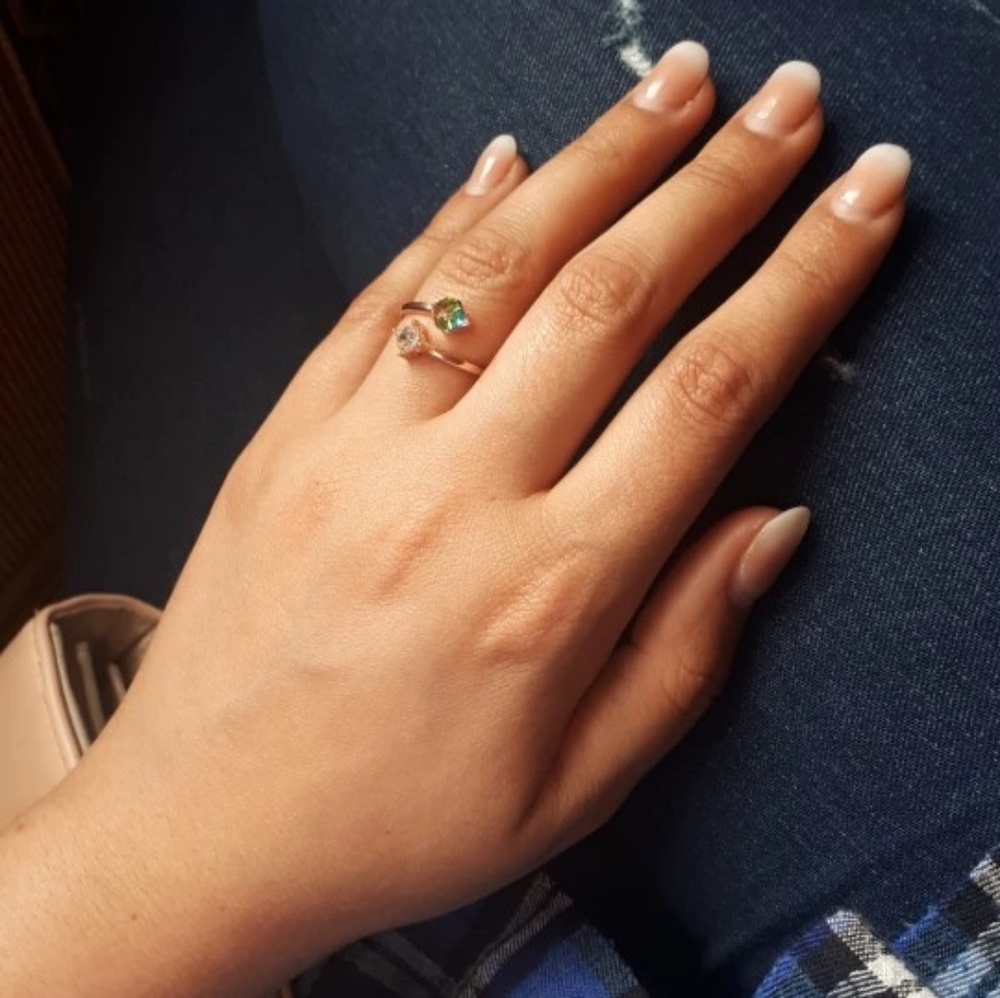 rose gold cubic zirconia cube ring - Picture 2 of 4